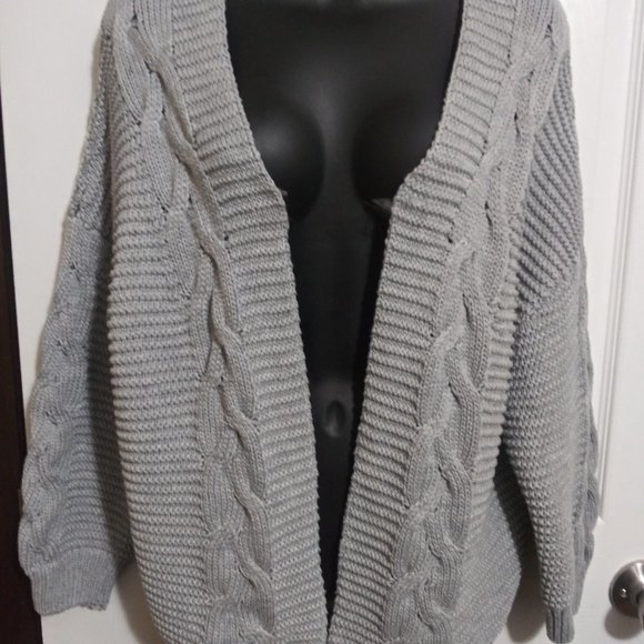 SOLD!!! Oversized Chunky Open Front Cardigan Sweaters Cable Knit Size M - Picture 16 of 16